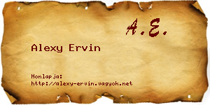 Alexy Ervin névjegykártya